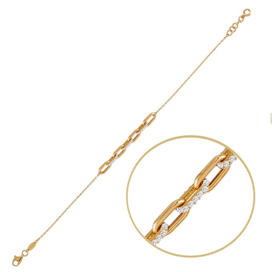 MINET Zlatý náramek kroužky se zirkony Au 585/1000 2,20g