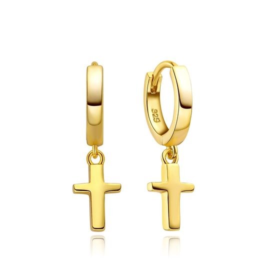 MOISS stříbrné náušnice KŘÍŽEK GOLD