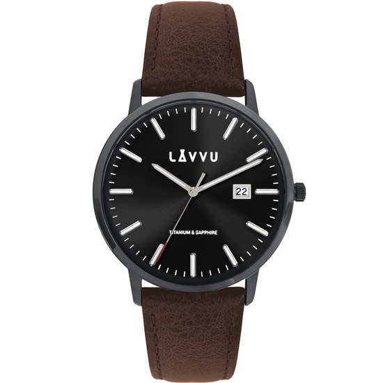 LAVVU Černé pánské hodinky se safírovým sklem Copenhagen Titanium Black