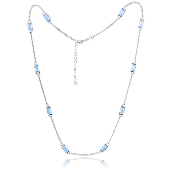 MINET Stříbrný náhrdelník s modrými zirkony Ag 925/1000 10,85g