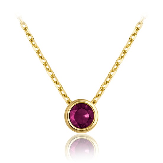 MINET Decentní zlatý náhrdelník s vínovým zirkonem Au 585/1000 1,85g