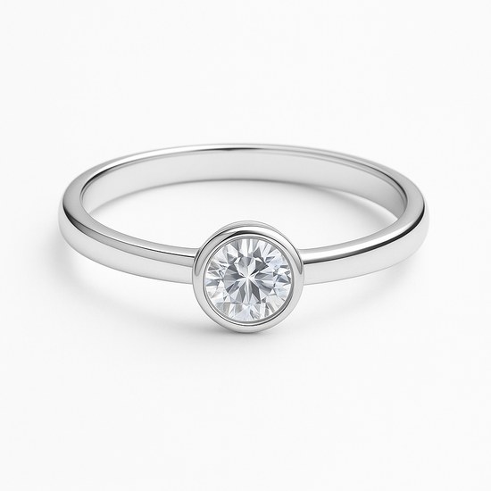 Zlatý prsten z bílého zlata se zirkonem