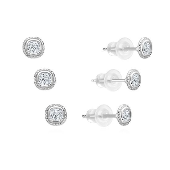 MOISS stříbrné náušnice - sada 3 kusů