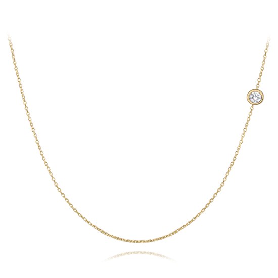 MINET Zlatý náhrdelník s bílým zirkonem Au 585/1000 1,85g