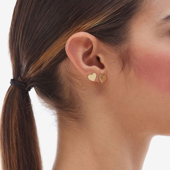 Stříbrné zlacené náušnice Victoria Cruz - srdce A4754-DT