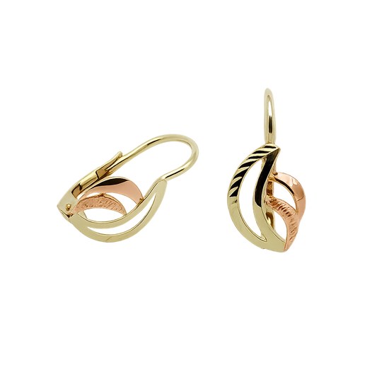 Zlaté 585/1000 náušnice s červeným zlatem