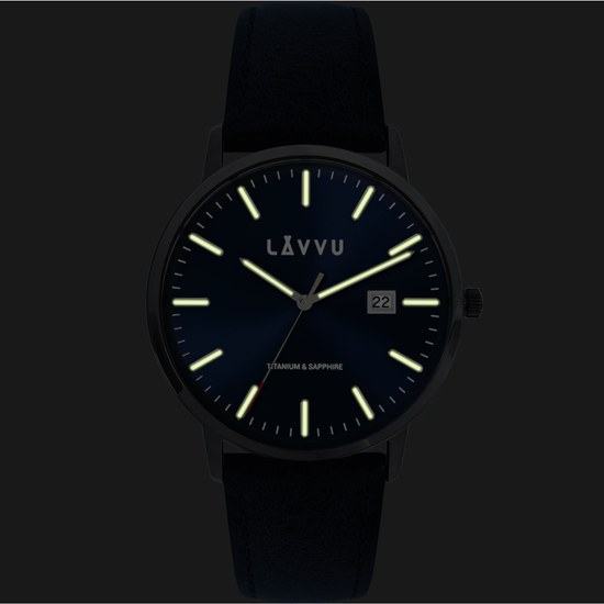 LAVVU Modré pánské hodinky Copenhagen Titanium Blue