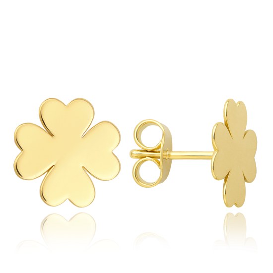 MINET Zlaté náušnice čtyřlístky Au 585/1000 0,70g