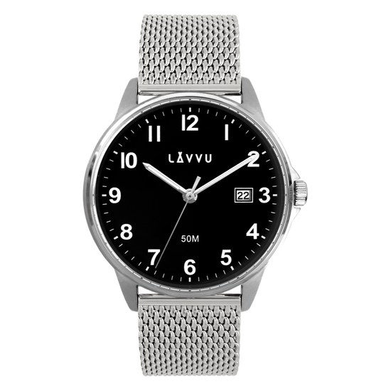 LAVVU Stříbrné hodinky GÖTEBORG MESH LWM0116