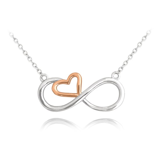 MINET Rose gold stříbrný náhrdelník FOREVER LOVE