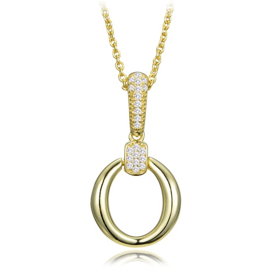 MINET Elegantní pozlacený stříbrný náhrdelník se zirkonem