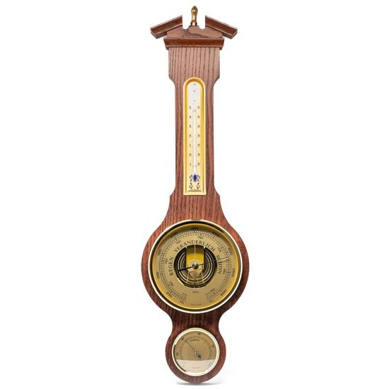 Barometr s teplměrem a vlhkoměrem na dřevěné podložce 6699-22