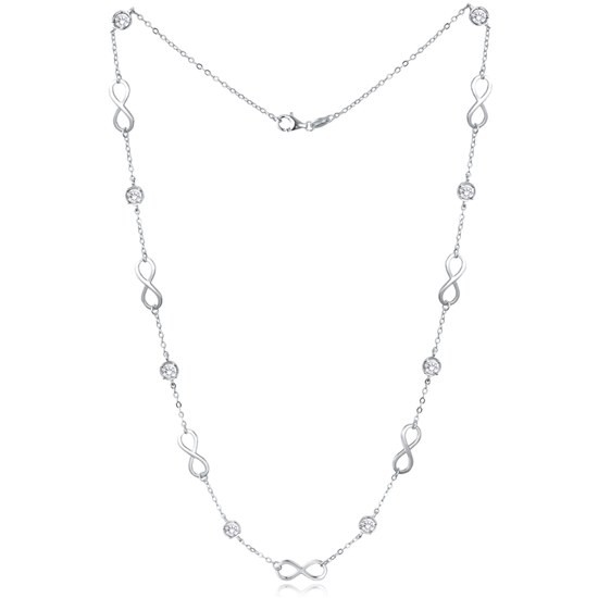 MINET Stříbrný náhrdelník nekonečno s bílými zirkony