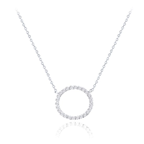 MINET Náhrdelník z bílého zlata kroužek s bílými zirkony Au 585/1000 2,20g