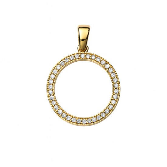 Zlatý 585/1000 přívěsek se zirkony kruh 3919