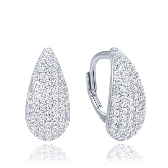 MINET Stříbrné náušnice kapky s bílými zirkony
