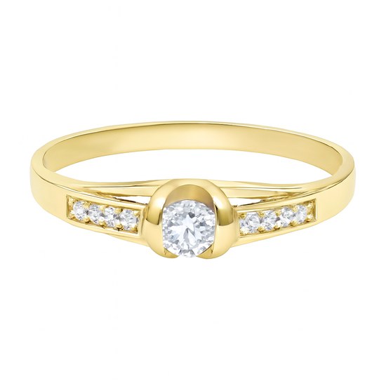 Zlatý 585/1000 prsten se zirkony TU-5002