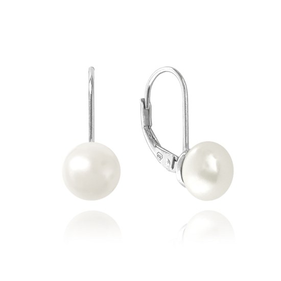 MINET Stříbrné náušnice s bílou perlou