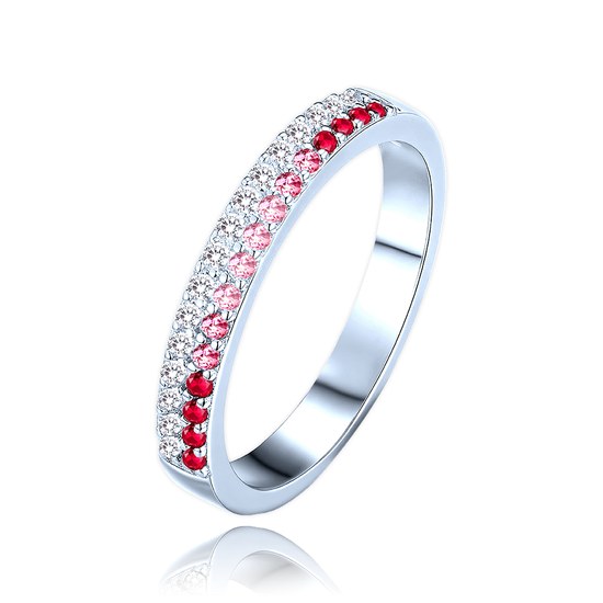 MINET Luxusní stříbrný prsten s bílými, červenými a růžovými zirkony