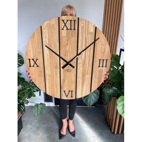 Flexistyle z246 - extra velké 80 cm nástěnné hodiny z přírodního dubu