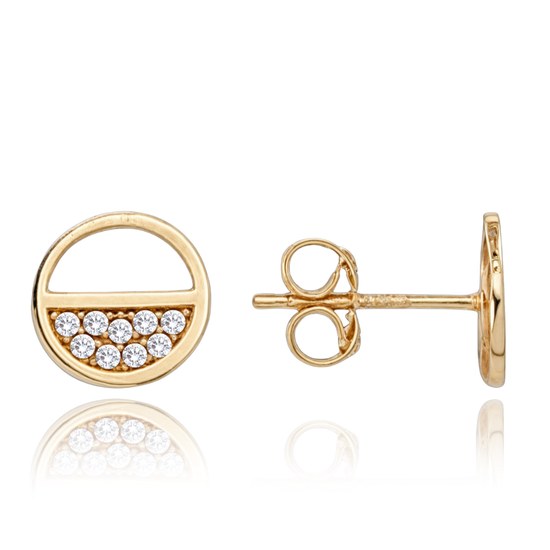 MINET Elegantní zlaté náušnice s bílými zirkony Au 585/1000 1,40g