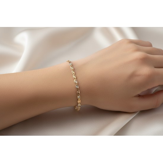 Zlatý 585/1000 náramek vícebarevný žiletkový 1424