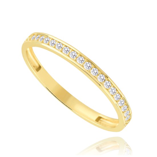 MINET Luxusní zlatý prsten s bílými zirkony Au 585/1000 vel. 60 - 1,20g