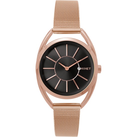 Růžovo-černé dámské hodinky MINET ICON ROSE GOLD BLACK MESH MWL5018