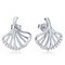 MINET Stříbrné 925/1000 náušnice listy ginkgo s bílými zirkony JMAS0354SE00
