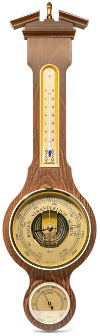 Fischer 6699-12 - Barometr s teploměrem a vlhkoměrem na dřevěné podložce