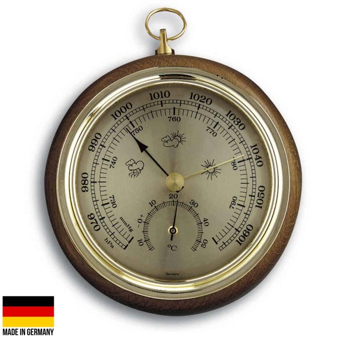 Barometr s teploměrem 108 mm na zavěšení - TFA 45.1000.01 - dub