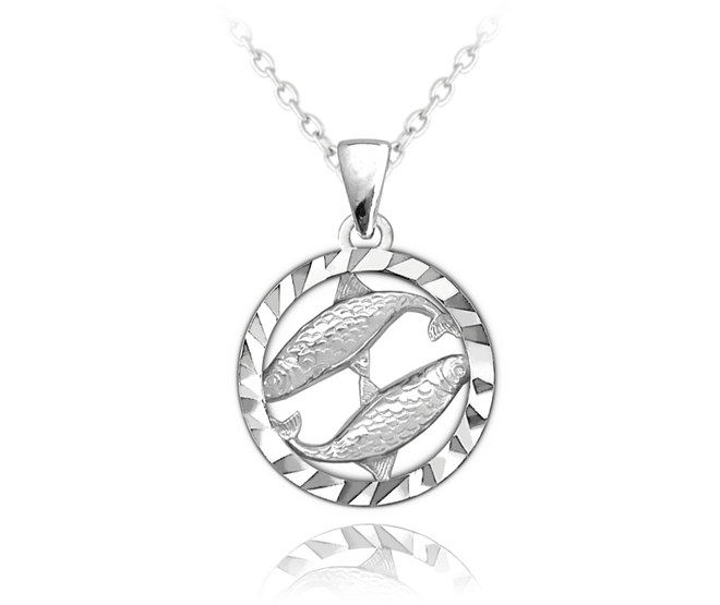 MINET Stříbrný 925/1000 náhrdelník Zodiac zvěrokruh RYBY