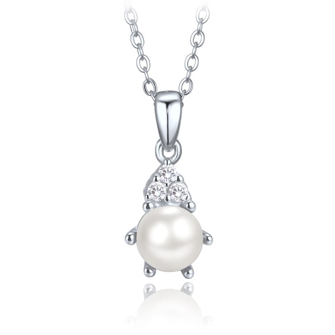 MINET Elegantní stříbrný 925/1000 náhrdelník s perlou a zirkonem JMAS0318WN45