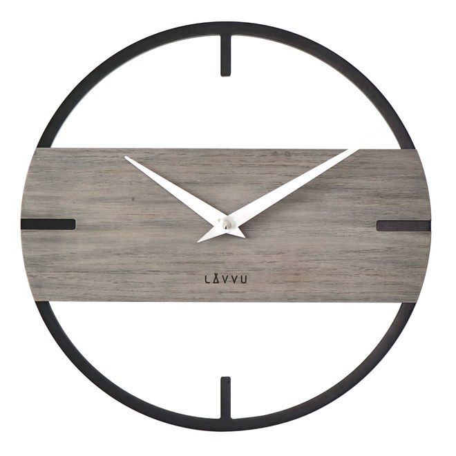 LAVVU Stylové dřevěné hodiny LOFT v industriálním vzhledu 35cm LCT4011