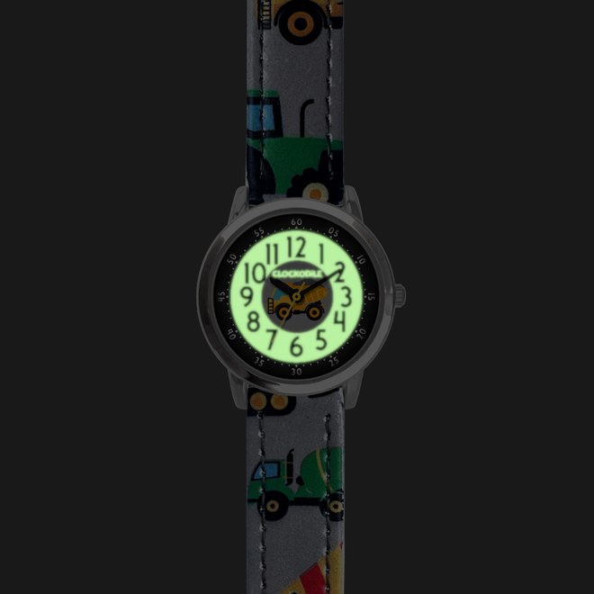 CLOCKODILE Svítící šedé chlapecké dětské hodinky BAGRY