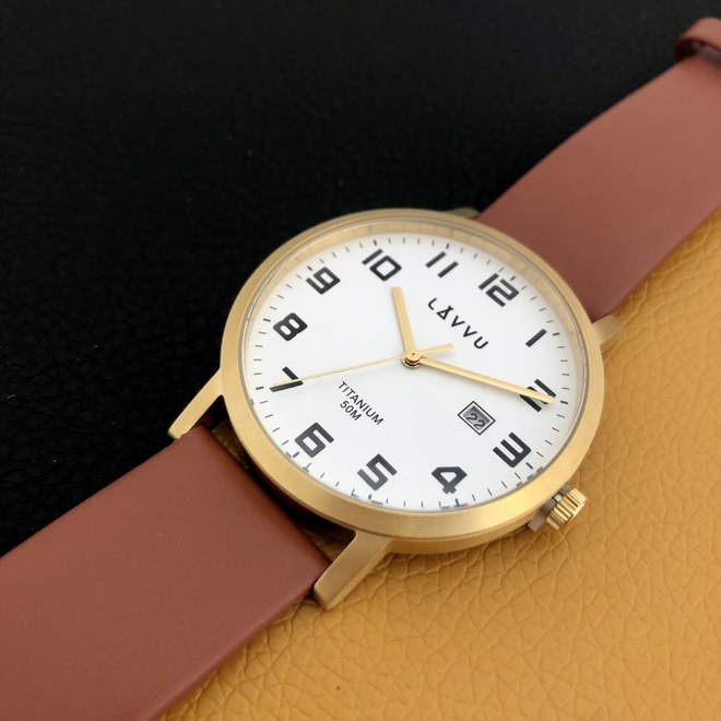 LAVVU LWM0212 Extrémně lehké titanové hodinky TITANIUM LYNGDAL Gold