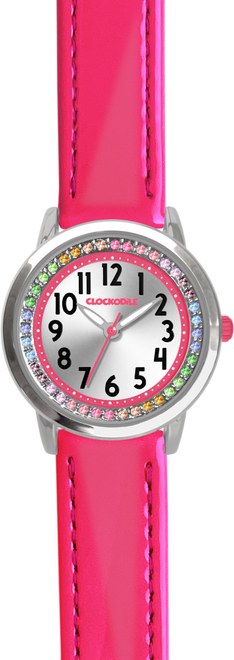 CLOCKODILE Tmavě růžové dívčí dětské hodinky s kamínky