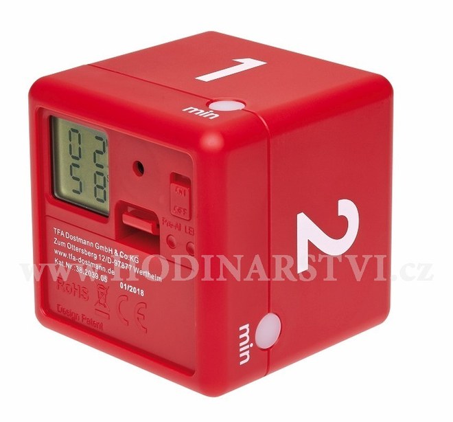 Digitální časovač TFA 38.2039.05 CUBE - červený