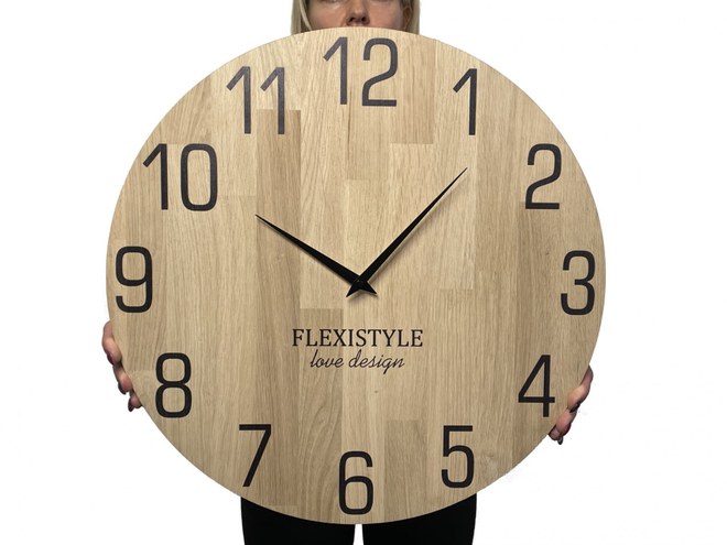 Flexistyle z228 - nástěnné hodiny z přírodního dubu s průměrem 50 cm