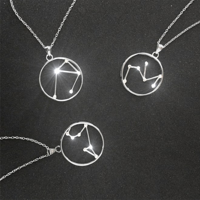 MINET Stříbrný 925/1000 náhrdelník Stars zvěrokruh LEV Czech Crystal