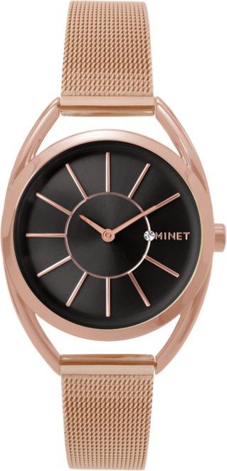 Růžovo-černé dámské hodinky MINET ICON ROSE GOLD BLACK MESH MWL5018