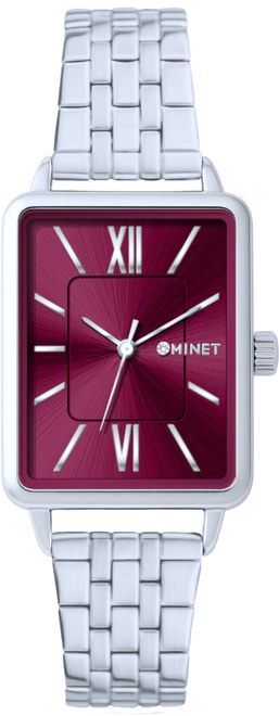 MINET Stříbrno-vínové dámské hodinky SIENA MWL5401