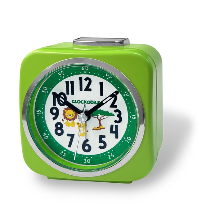 CLOCKODILE Zelený dětský budík LEV A LVÍČE