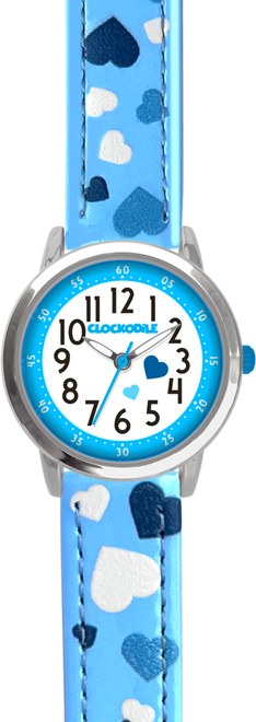 CLOCKODILE Modré dívčí dětské hodinky SRDÍČKA