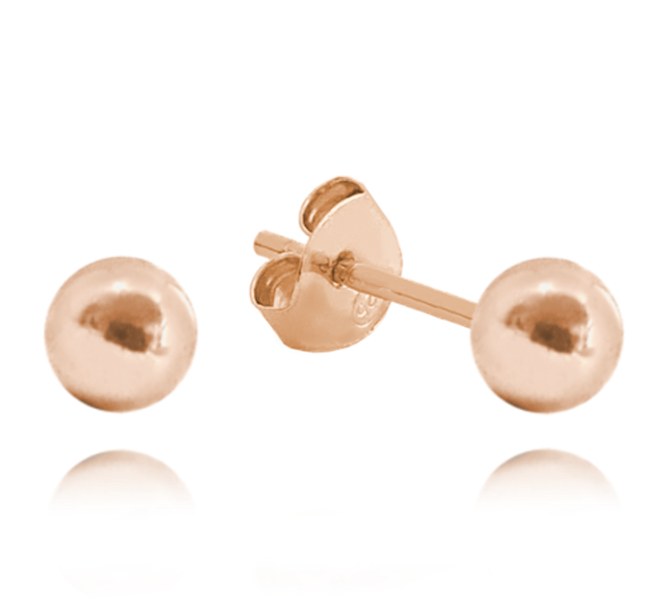 MINET Rose gold stříbrné 925/1000 náušnice KULIČKY 5 mm