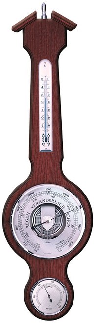 Fischer 4673S-22 - Barometr s teploměrem a vlhkoměrem na dřevěné podložce