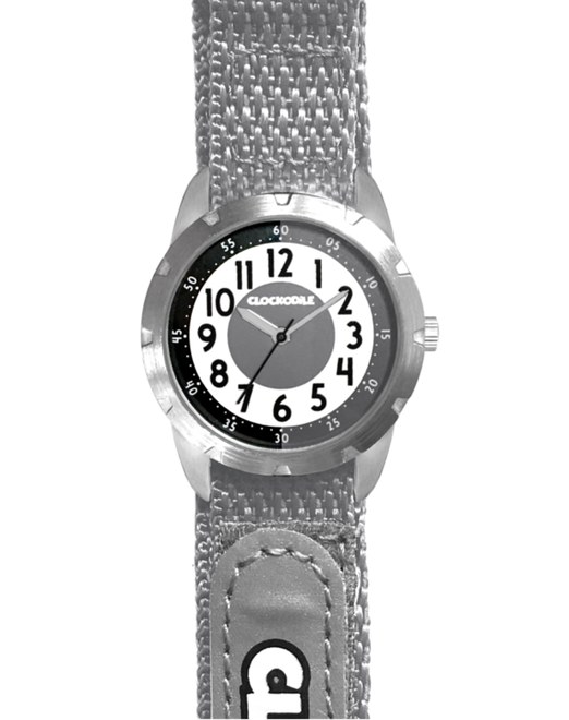 Šedé reflexní dětské hodinky na suchý zip CLOCKODILE REFLEX CWX0022