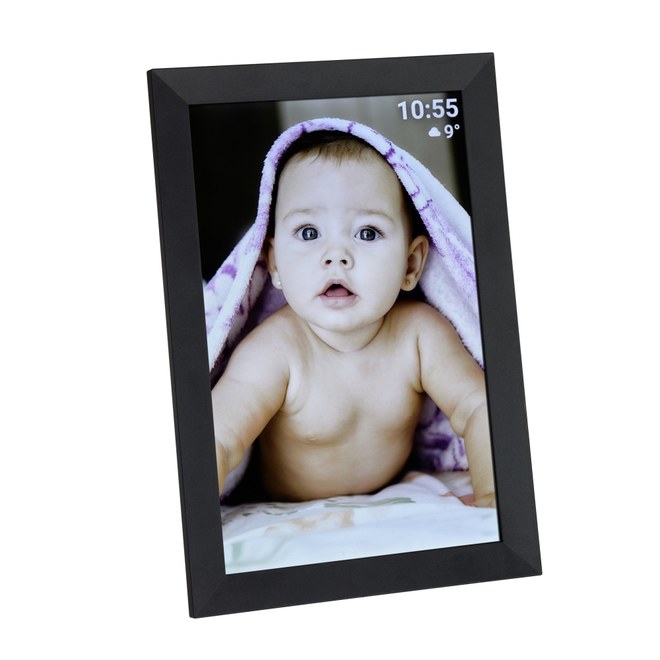 TFA 37.1000.01 - digitální fotorámeček s přesným časem a předpovědí počasí a aplikací Frameo