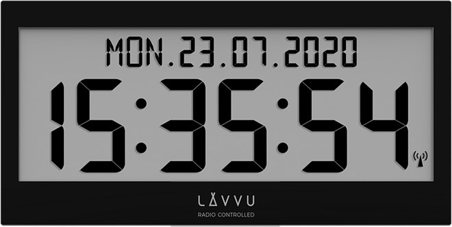 Černé digitální hodiny s češtinou LAVVU MODIG řízené rádiovým signálem LCX0011