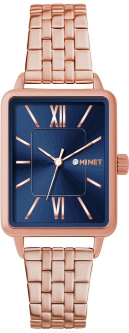 MINET Rosegold-modré dámské hodinky SIENA s rosegold ocelovým řemínkem